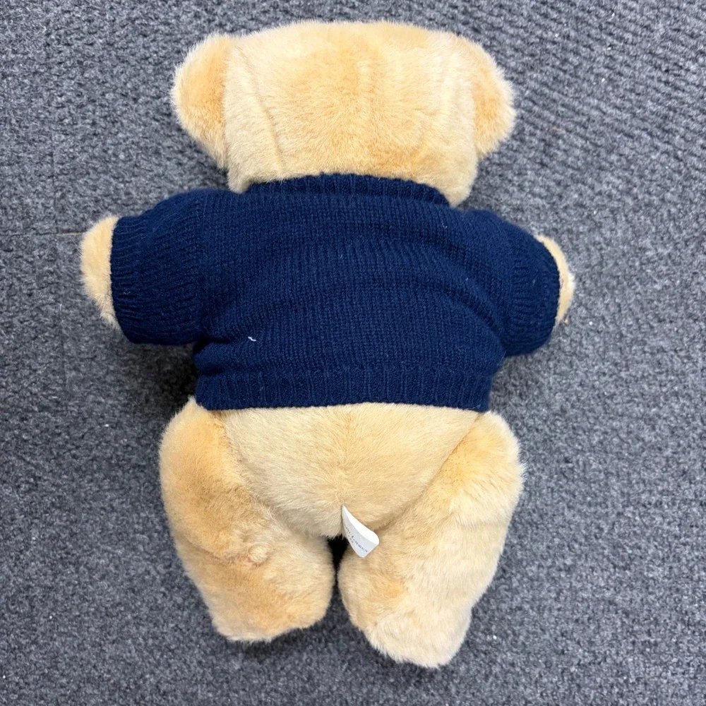 Vintage 1996 Ralph Lauren Teddy Bear Navy Blue American Flag Sweater Plush RL